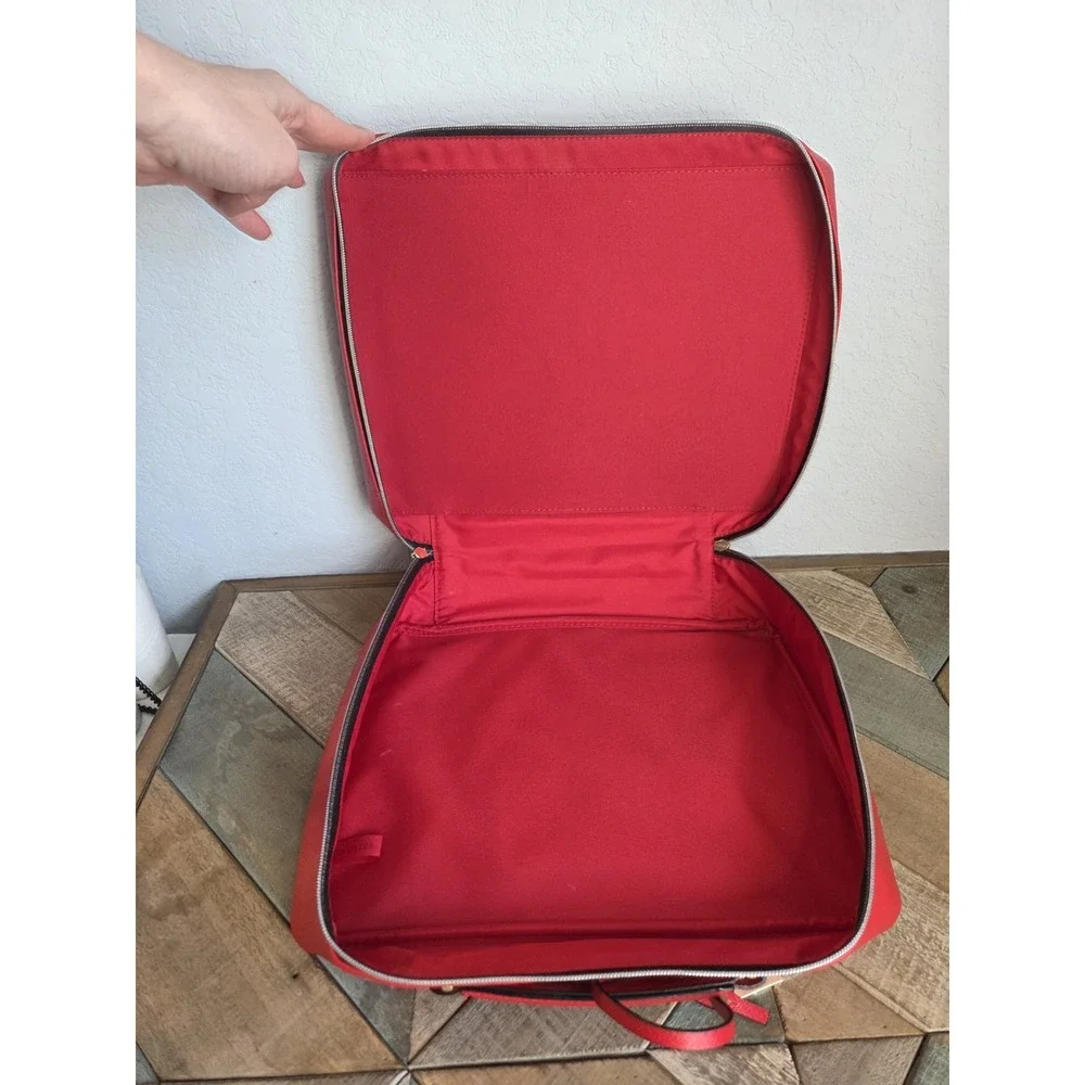 Estee Lauder‎ Red w/Gold Zipper & Playing Cards Symbols Cosmetic Makeup Case NEW